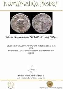 Ancient Coins - Valerian I Antoninianus - PAX AVGG - 21 mm / 2.62 gr.