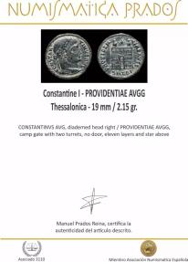 Ancient Coins - Constantine I - PROVIDENTIAE AVGG, Thessalonica - 19 mm / 2.15 gr.