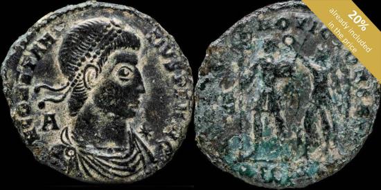 Ancient Coins - Constantius II Follis - HOC SIGNO VICTOR ERIS - 23 mm / 4,56 gr.