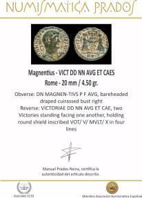 Ancient Coins - Magnentius - VICT DD NN AVG ET CAES, Rome - 20 mm / 4.50 gr.