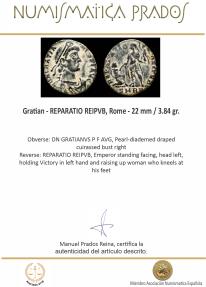 Ancient Coins - Gratian - REPARATIO REIPVB, Rome - 22 mm / 3.84 gr.