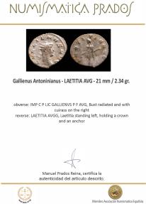 Ancient Coins - Gallienus Antoninianus - LAETITIA AVG - 21 mm / 2.34 gr.