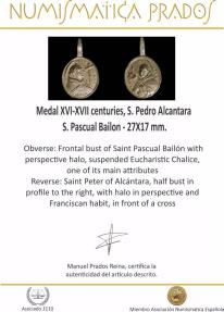 Ancient Coins - Medal XVI-XVII centuries, S. Pedro Alcantara / S. Pascual Bailon - 27X17 mm.