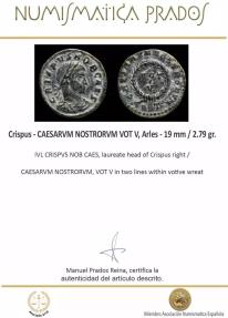 Ancient Coins - Crispus - CAESARVM NOSTRORVM VOT V, Arles - 19 mm / 2.79 gr.