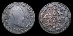 Ancient Coins - 1815, 8 Maravedis Ferdinand VII, Jubia Mint - 29 mm / 9,98 gr.
