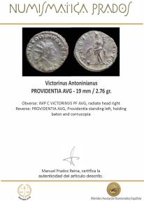 Ancient Coins - Victorinus Antoninianus - PROVIDENTIA AVG - 19 mm / 2.76 gr.