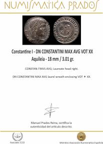 Ancient Coins - Constantine I - DN CONSTANTINI MAX AVG VOT XX, Aquileia - 18 mm / 3.01 gr.