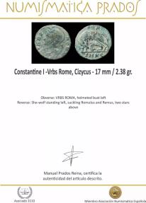 Ancient Coins - Constantine I -Vrbs Rome, Cizycus - 17 mm / 2.38 gr.