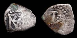 Ancient Coins - 1/2 Silver Real Macuquina Philips V, Lima Mint - 14 mm / 1,17 gr.
