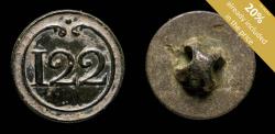 World Coins - Button Military French, Regiment 122, Napoleonic Wars - 15 mm.