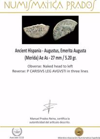 Ancient Coins - Ancient Hispania - Augustus, Emerita Augusta (Merida) Ae As - 27 mm / 5.20 gr.