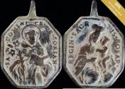 World Coins - Religious medal XVI-XVII centuries, S. Domingo Soriano / V. Rosario, 45X33 mm.