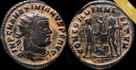 Ancient Coins - Maximianus Herculi - CONCORDIA MILITVM, Cizycus - 21 mm / 2.76 gr.