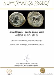 Ancient Coins - Ancient Hispania - Castulo, Cazlona (Jaén) Ae Semis - 21 mm / 5.87 gr.