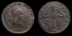 World Coins - 1840, 2 Maravedis Isabella II, Segovia Mint - 19 mm / 2,10 gr.
