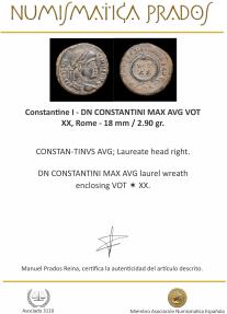 Ancient Coins - Constantine I - DN CONSTANTINI MAX AVG VOT XX, Rome - 18 mm / 2.90 gr.