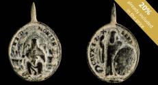 Ancient Coins - Religious medal XVI-XVII centuries, S. Benito / V. Monserrat, Siglos - 30x21 mm.