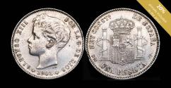 Ancient Coins - 1901, Silver Peseta Alfonso XIII (Star 19-01) - 23 mm / 4.94 gr.