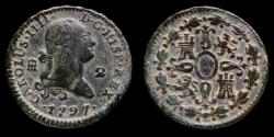 Ancient Coins - 1797, 2 Maravedis Charles IV, Segovia Mint - 20 mm / 2,45 gr.