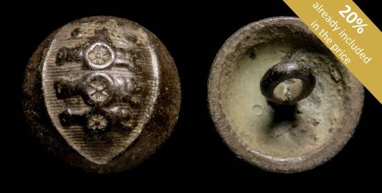 Ancient Coins - British Military Button, Royal Artillery, Napoleonic Wars, 13 mm.