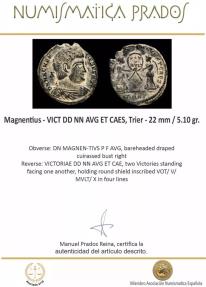 Ancient Coins - Magnentius - VICT DD NN AVG ET CAES, Trier - 22 mm / 5.10 gr.
