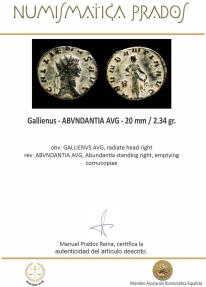Ancient Coins - Gallienus - ABVNDANTIA AVG - 20 mm / 2.34 gr.