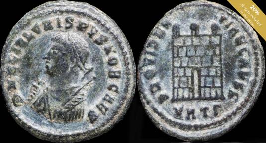 Ancient Coins - Crispus - PROVIDENTIAE CAESS, Heraclea - 19 mm / 3.26 gr.