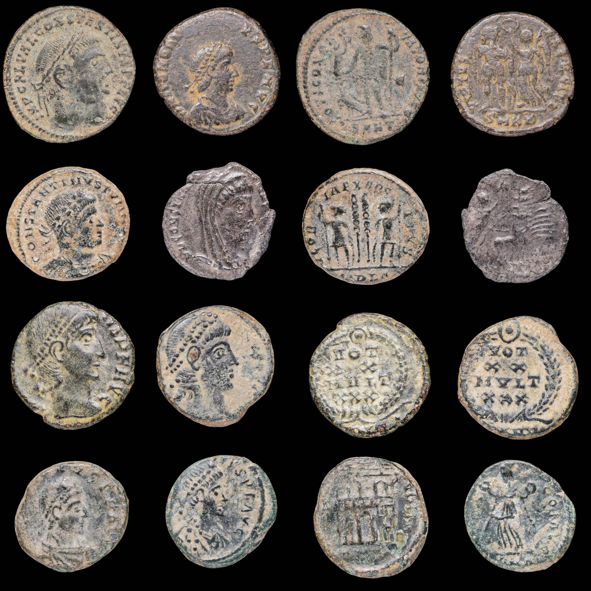 Roman Empire Lot of 8 coins minted between the 3rd and 4th centuries AD.