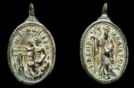 Ancient Coins - Religious medal XVI-XVII centuries, S. Benito/V. Monserrat - 26x16 mm.