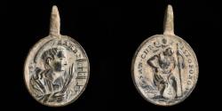 Ancient Coins - Religious medal XVI-XVII centuries, S. Barbara / S. Cristobal - 25x16 mm.