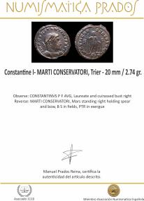 Ancient Coins - Constantine I- MARTI CONSERVATORI, Trier - 20 mm / 2.74 gr.