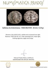 Ancient Coins - Gallienus Ae Antoninianus - FIDES MILITVM - 20 mm / 2.34 gr.