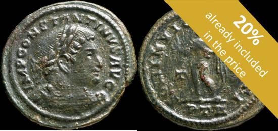Ancient Coins - Constantine I Follis - SOLI INVICTO COMITI, Trier - 24 mm / 4.47 gr.