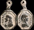 Ancient Coins - Religious Medal Silver XVI-XVII centuries, S. Mundis/ M.Salvatoris - 22x13 mm.