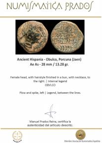Ancient Coins - Ancient Hispania - Obulco, Porcuna (Jaen) Ae As - 28 mm / 13.28 gr.