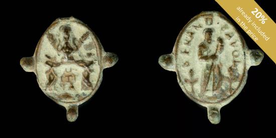 Ancient Coins - Religious medal, San Francisco de Paula / Nuestra Señora de Itria - 16x10 mm.