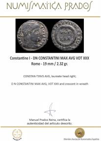 Ancient Coins - Constantine I - DN CONSTANTINI MAX AVG VOT XXX, Rome - 19 mm / 2.32 gr.