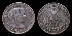 Ancient Coins - 1868, 2 Centimos y 1/2 Isabel II, Jubia Mint - 25 mm / 6,17 gr.