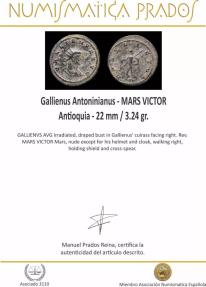 Ancient Coins - Gallienus Antoninianus - MARS VICTOR, Antioquia - 22 mm / 3.24 gr.