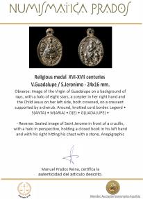 Ancient Coins - Religious medal XVI-XVII centuries, V.Guadalupe / S.Jeronimo - 24x16 mm.