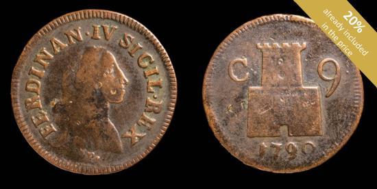 Ancient Coins - 1790, 9 Cavalli Philips IV, Kingdom of Naples Mint - 24 mm / 4.92 gr.