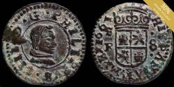 World Coins - 1661, 8 Maravedis Philip IV, Sevilla Mint (A is V inverted) - 20 mm / 2,23 gr.