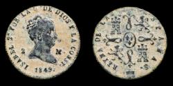 Ancient Coins - 1849, 2 Maravedis Isabella II, Segovia Mint - 18 mm / 1.61 gr.