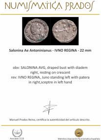 Ancient Coins - Salonina Ae Antoninianus - IVNO REGINA - 19 mm / 2.40 gr.