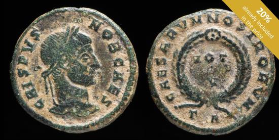 Ancient Coins - Crispus - CAESARVM NOSTRORUM VOT V, Arles - 18 mm / 2.35 gr.