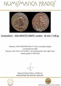 Ancient Coins - Constantine I - SOLI INVICTO COMITI, London - 26 mm / 4.90 gr.