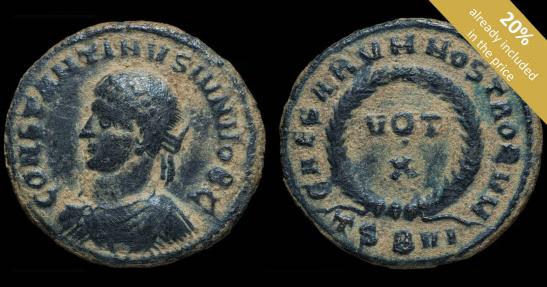 Ancient Coins - Constantine II - CAESARVM NOSTRORVM VOT X, Thessalonic - 18 mm / 2.94 gr.
