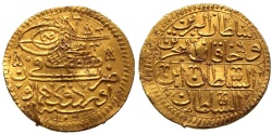 World Coins - OTTOMAN AU GOLD CADID ASHRAFI MUSTAFA II ORDUYU MUHAYUN 1106 AH RRR