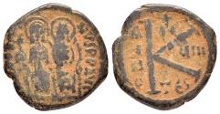 Ancient Coins - JUSTIN II with SOPHIA.(565-578).Thessalonica.Half Follis.