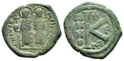 Ancient Coins - JUSTIN II with SOPHIA.(565-578).Thessalonica.Half Follis.